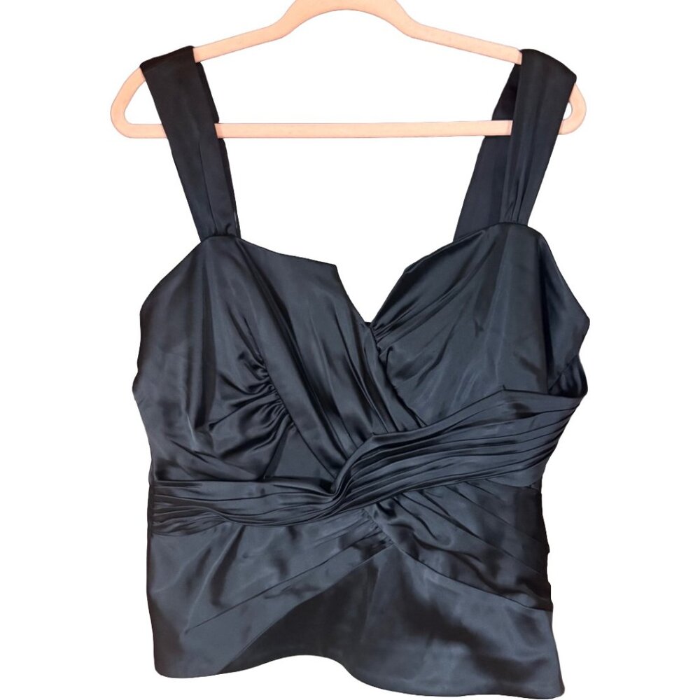 Calvin Klein Black Satin Ruched Bustier Top XL Evening Party